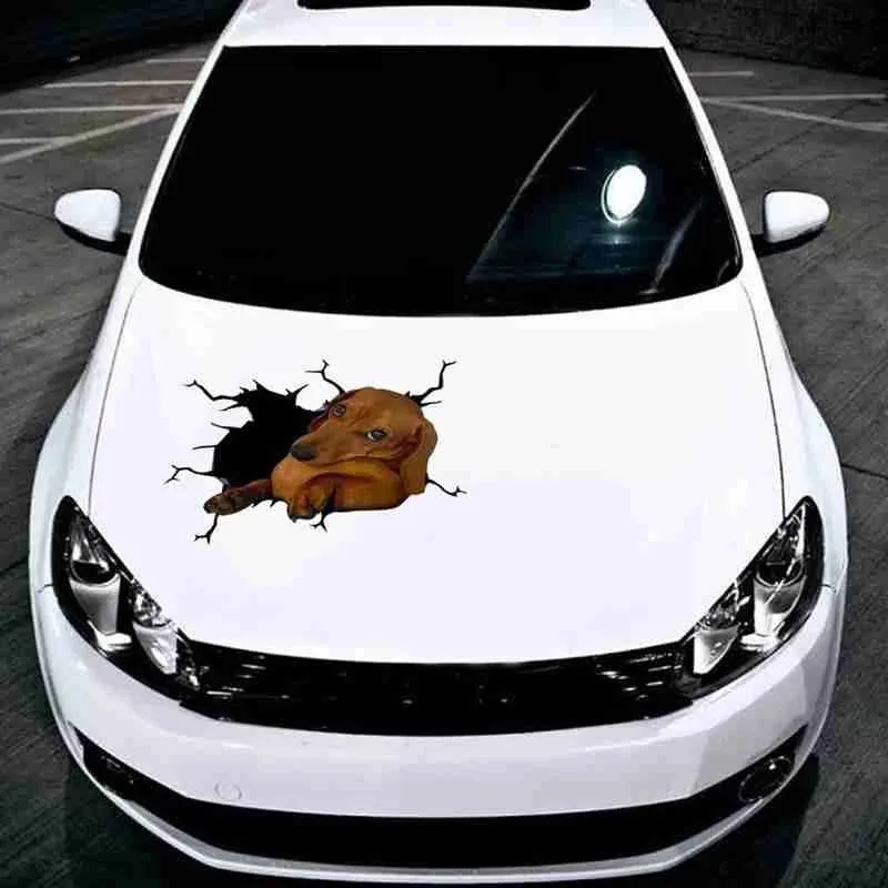 1pcs Car Stickers 3D Dog Crack Stereo Anime Funny Creative Personality Dog Simulation Stickers Car Styling Accessory