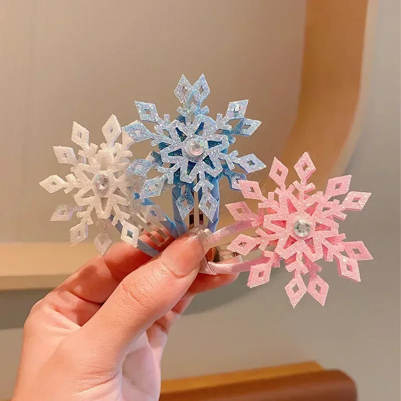 Sweet Cue Princess Hair Clips Snowflake Lovely Girls Hairpins Children Headwear Hairgrip Hair Clips Barrettes Hair Accessories