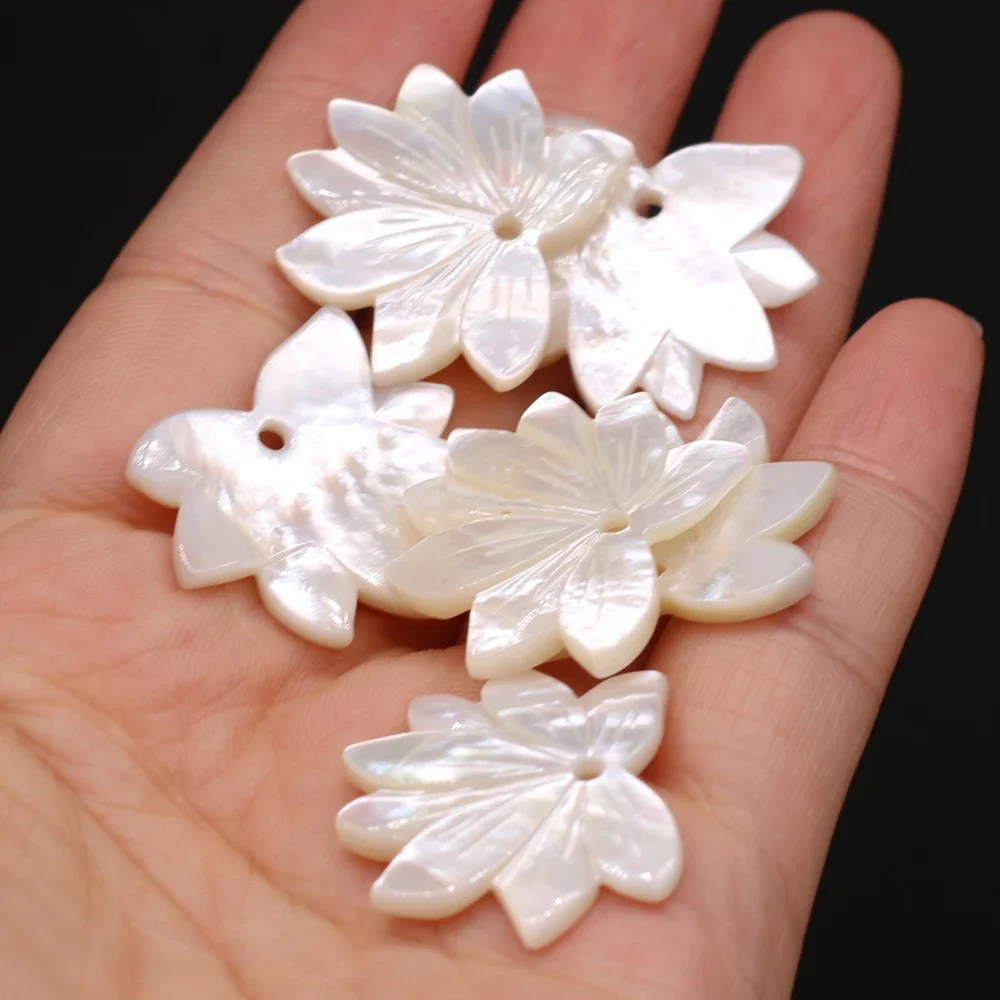 White Natural Shell Leaf Shape Pendant 27x27mm DIY for Jewelry Making Necklaces Earrings  Accessories Gift for Women