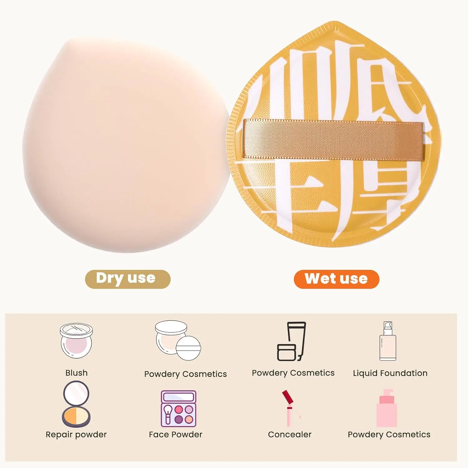 6 spugne per trucco idrofilo, frullatori di grandi dimensioni senza lattice per liquidi/crema/polvere |   Kit da viaggio Pore-Blurring Tutti i tipi di pelle