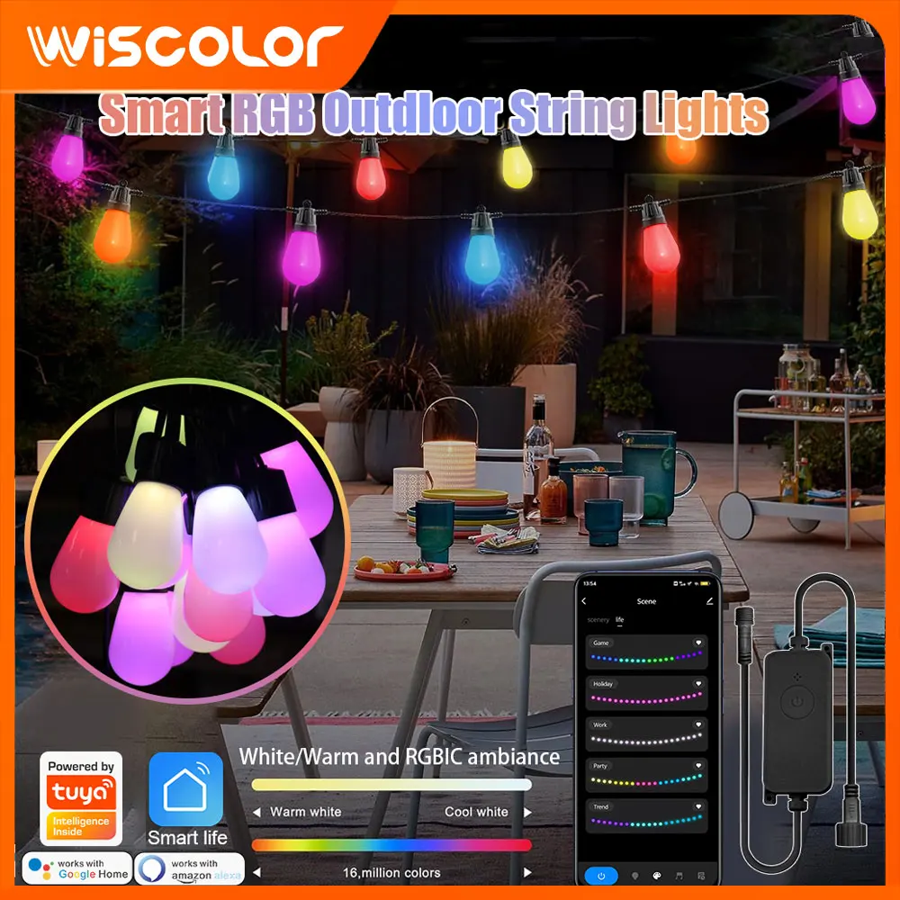 

RGB Led Strip Waterproof Outdoor Lights Music Light Smart Voice Control Bulbs For Luces Garden Christmas Decorations Lighting