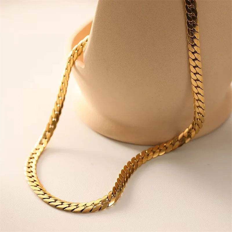 EILIECK Neue Mode Edelstahl Metallketten-Halskette Armband für Damen Modisches Wasserdichtes Goldfarbenes Schmuckset Geschenk Party – Detail 19