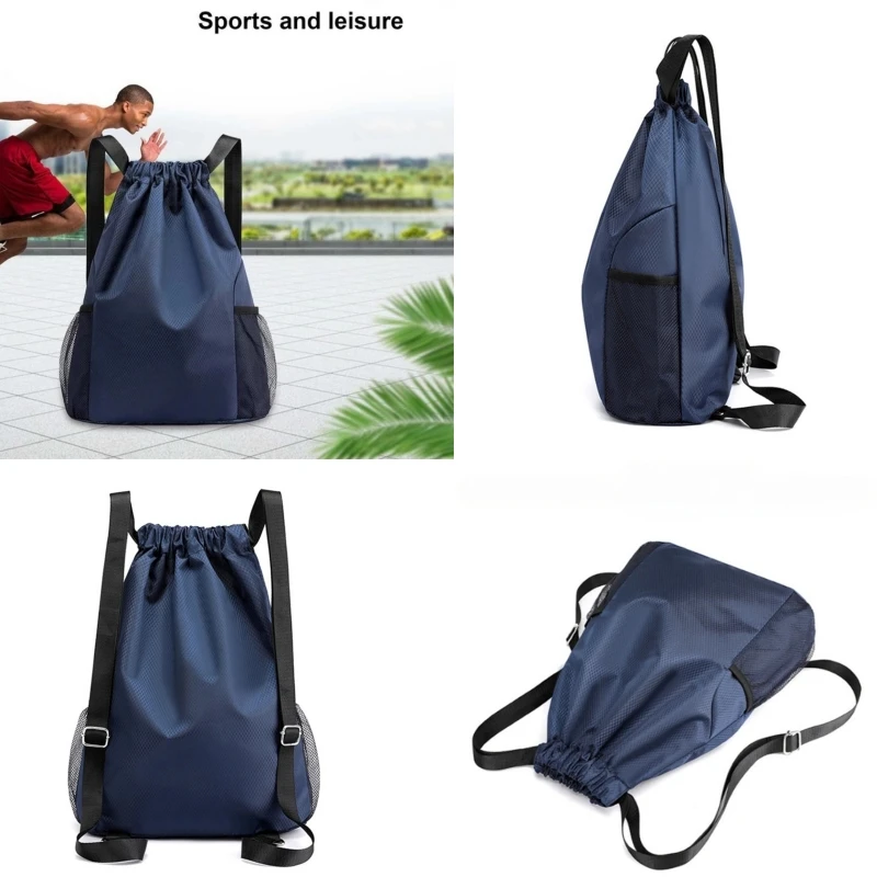 Men Women Drawstring Pocket Backpack New Nylon Waterproof Backpack Large Capacity Drawstring Travel Bag Fitness Sports Bag