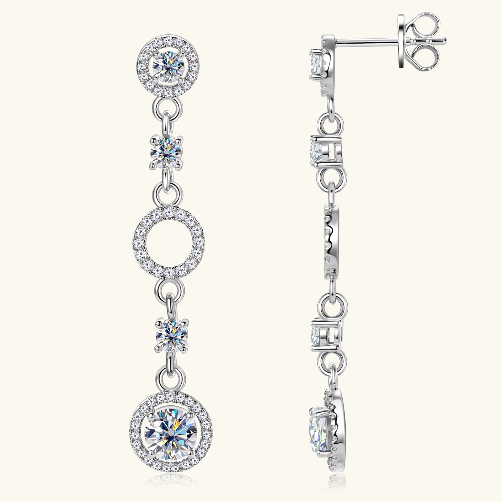 Full Moissanite Dangle Earrings Gold-Plated 925 Sterling Silver Long Tassel Design Drop Earrings for Women Wedding Party Jewelry