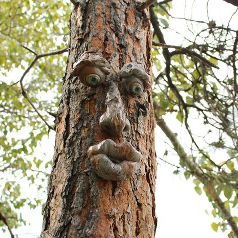 Old Man Tree Hugger Garden Peeker Yard Art Outdoor Tree Funny Old Man Face Sculpture Whimsical Tree Face Garden Decoration Bees