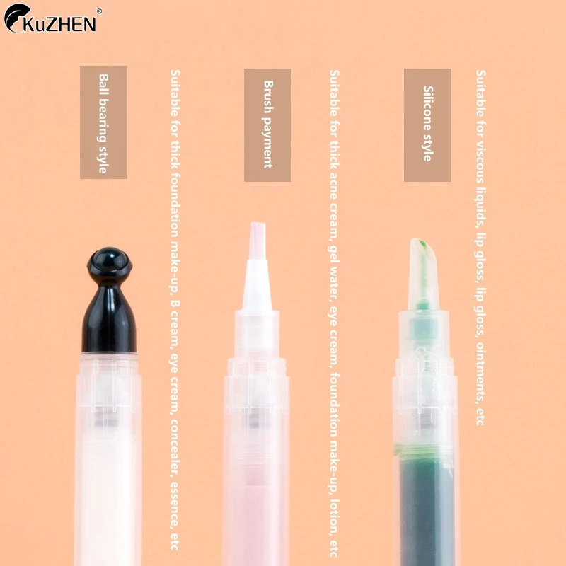 7ml Bottom Pressed Rotating Vacuum Pen Travel Empty Bottle Reusable Brush/Silicone/Ball Head Vacuum Pen For Liquid Foundation