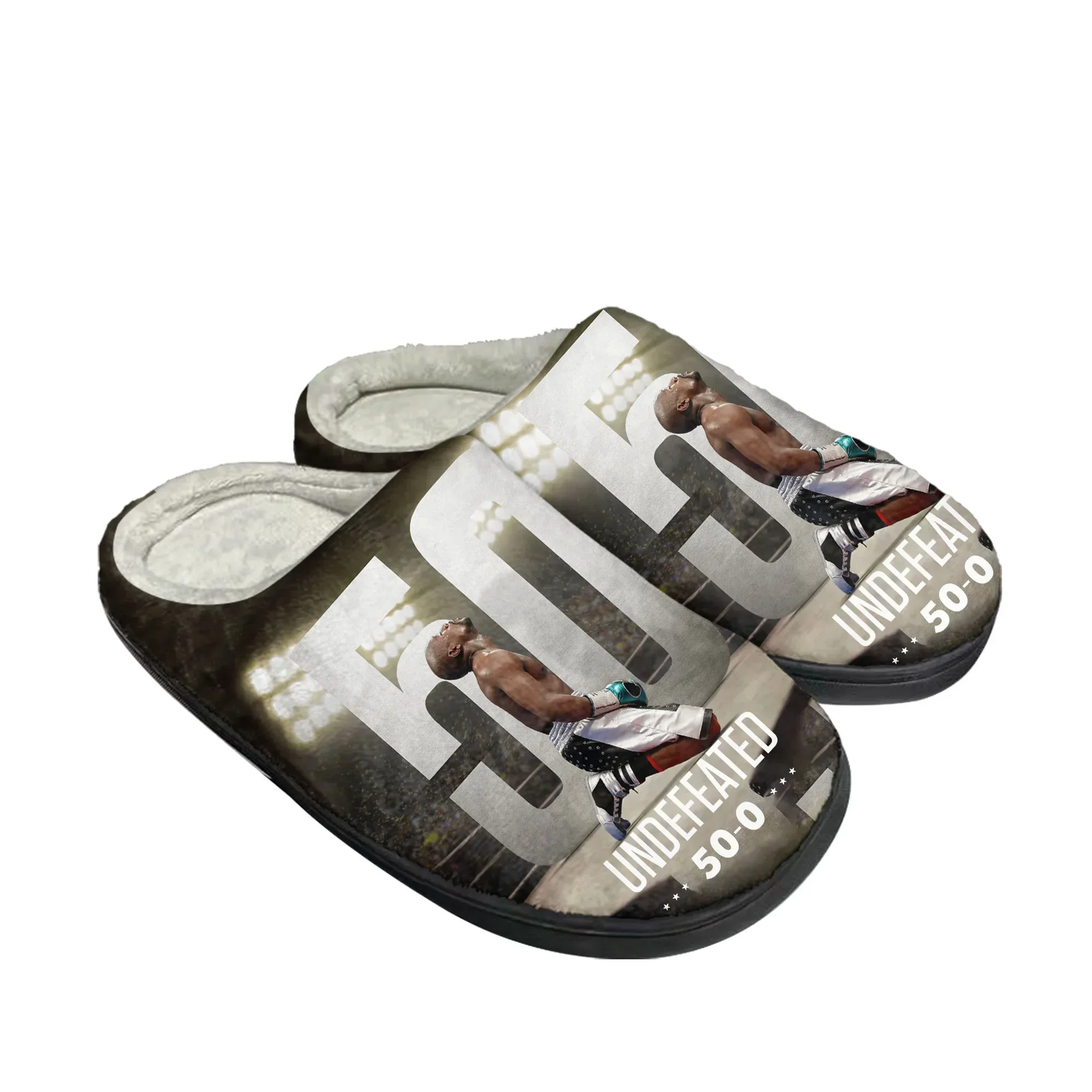 Floyd Mayweather Undefeated Boxing Champ Home Cotton Slippers Mens Womens Plush Bedroom Casual Keep Warm Shoes Customized Shoe