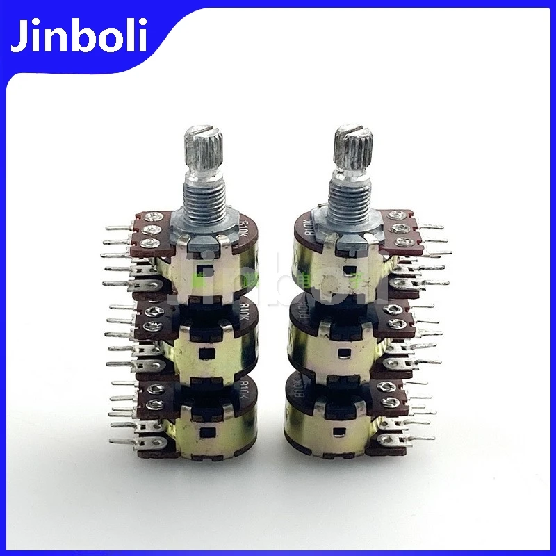 1PCS 16 Type 6 Link B10K Fever Amplifier Audio multi-channel High And Low Volume Potentiometer 18Pins Flower Shaft 15MM