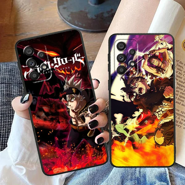 Black Clover Cartoon Cool For Samsung A53 A52 A33 A32 A51 A71 A21S A13 A73 A55 A22 A23 A35 A72 A54 A12 5G Black Funda