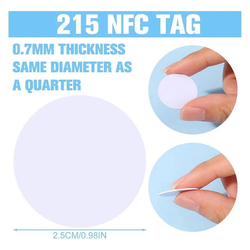 NFC Tagsntag 215 NFC Sticker Chip Round NFC Tag Rewritable NFC Card Sticky Back NFC Enabled Cell Phone Device Durable