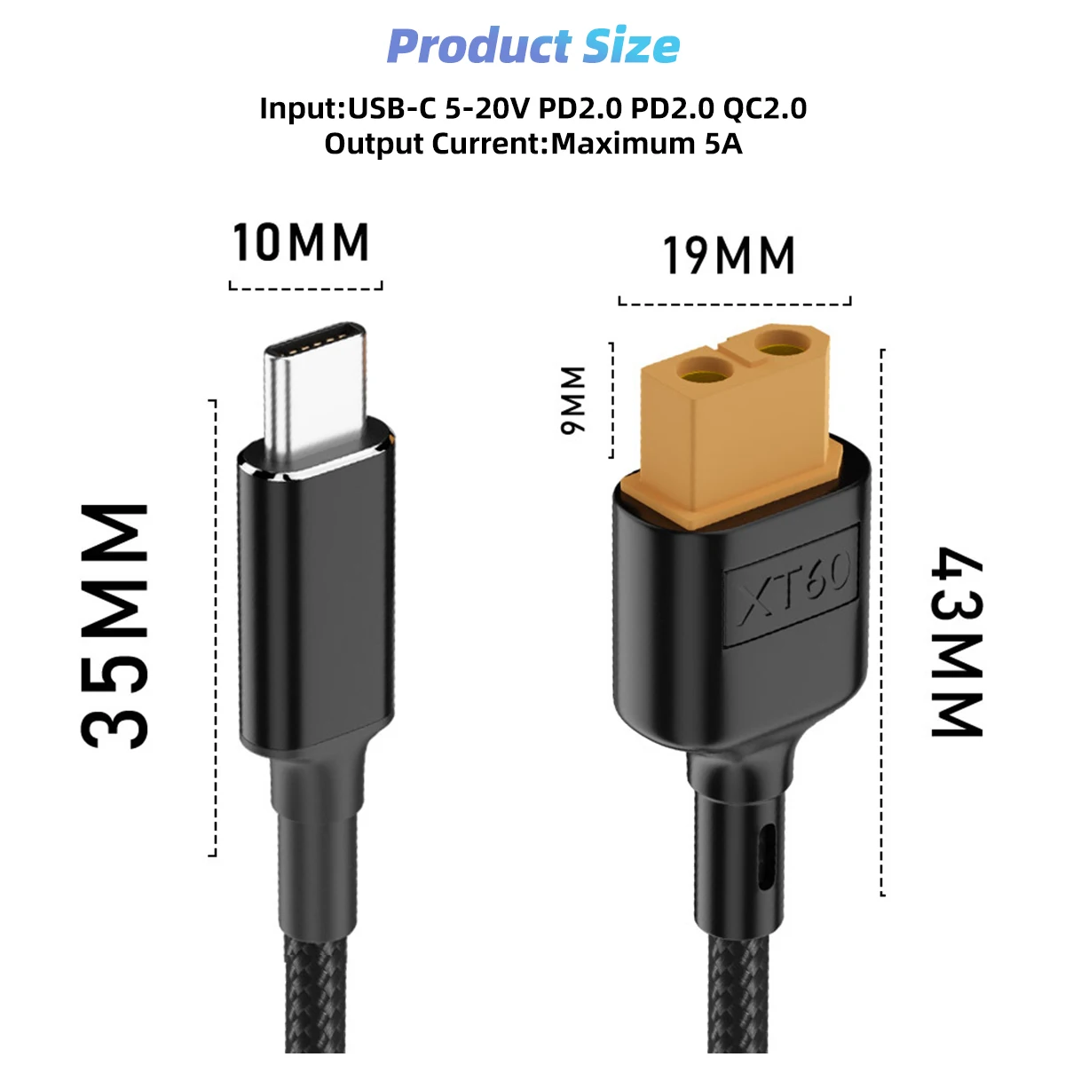 USB-C กับสายชาร์จ XT60สำหรับ toolkitrc SC100 Type-C เพื่อ XT60สายสำหรับ toolkitrc M7 M8S M6D M6 100W ชาร์จเร็วสายไฟ