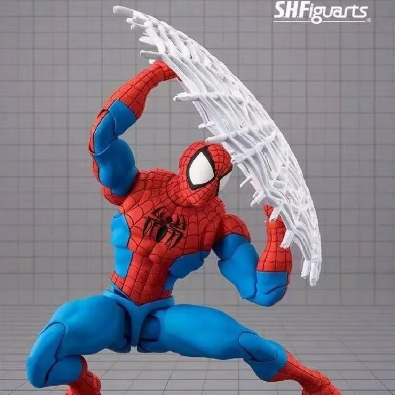 Shfiguarts Marvel Spider Man Fighting Version Articulated Action Figure Collectible For Adult Collection Home Desktop Display