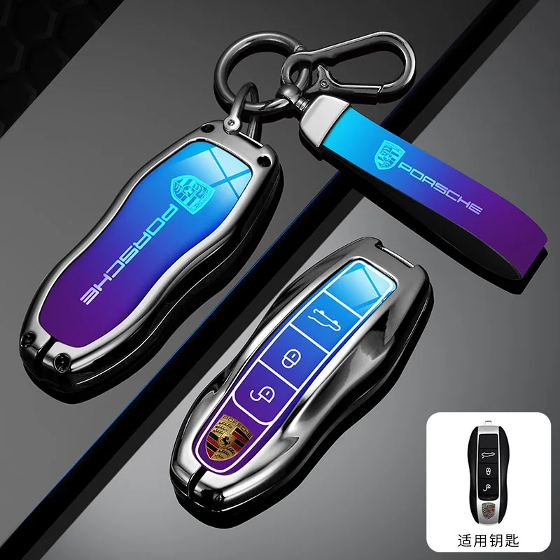 

Zine Alloy Car Key Case Cover Shell Holder Keychian For Porsche Cayenne Panamera Macan Cayman 911 718 918 958 3 Button Accessory