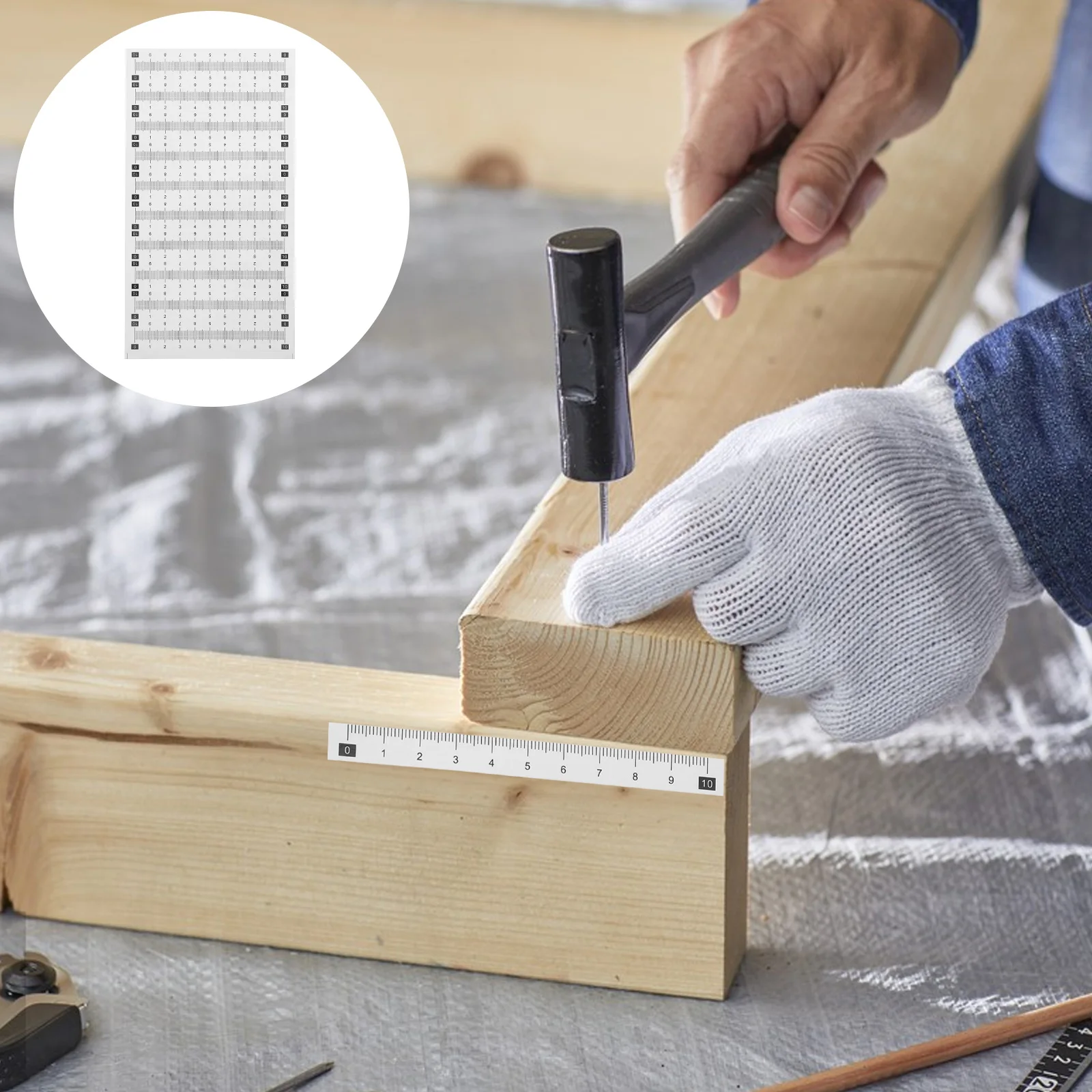 

Self Adhesive Measuring Tape Sticker Waterproof Clear Scale Ruler Tape Peel Stick For Woodworking Sewing Dustproof Wear