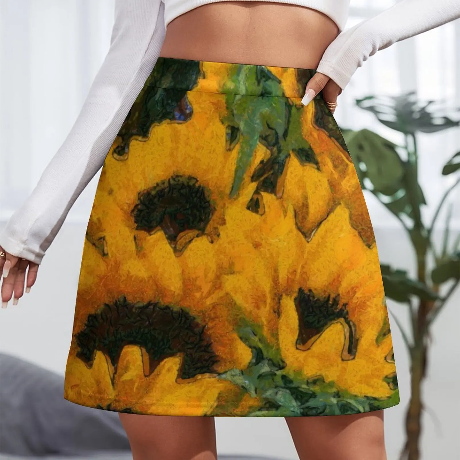 Painted sunflowers In Van Gogh style Mini Skirt Kawaii Clothing