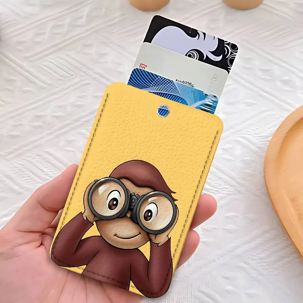 C-Curious-Llavero con soporte de Mokey G-Georges para tarjetas de trabajo, tarjetero de negocios, funda protectora para tarjetas de estudiante, tarjeta de autobús