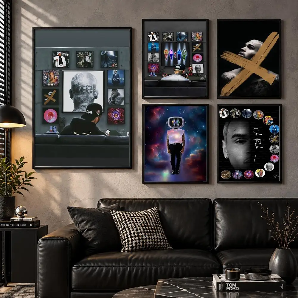C-Chris Brown Poster Modern Wall Art Sticker For Living Room Bedroom Bar Home Decor Mural Painting Decoration