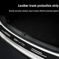 Car Rear Trunk Door Sill Bumper Guard Plate Stickers for BYD Atto 3 EV 2022 2023 Logo Carbon Fiber Anti Scratch Protector Decal
