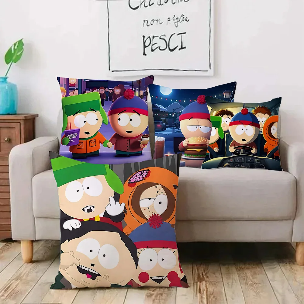 Pillow Covers Anime P-Parks Souths Cartoon Sofa Decorative Home Double-sided Printing Short Plush Cute Cushion Cover