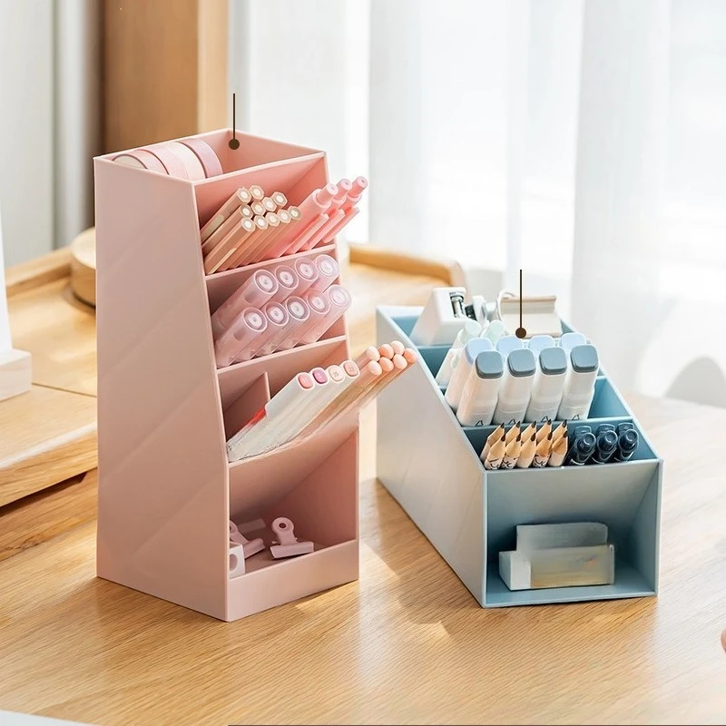 Inclined pen holder Transparent simple pen bucket Modern wind storage box Student pen holder Office desktop
