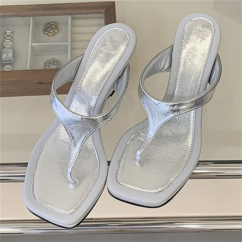 

Eilyken 2026 Summer Square Clip Toe Slippers Women Wedges Heels Banquet Sandals Fashion Flip Flops Slide Shoes