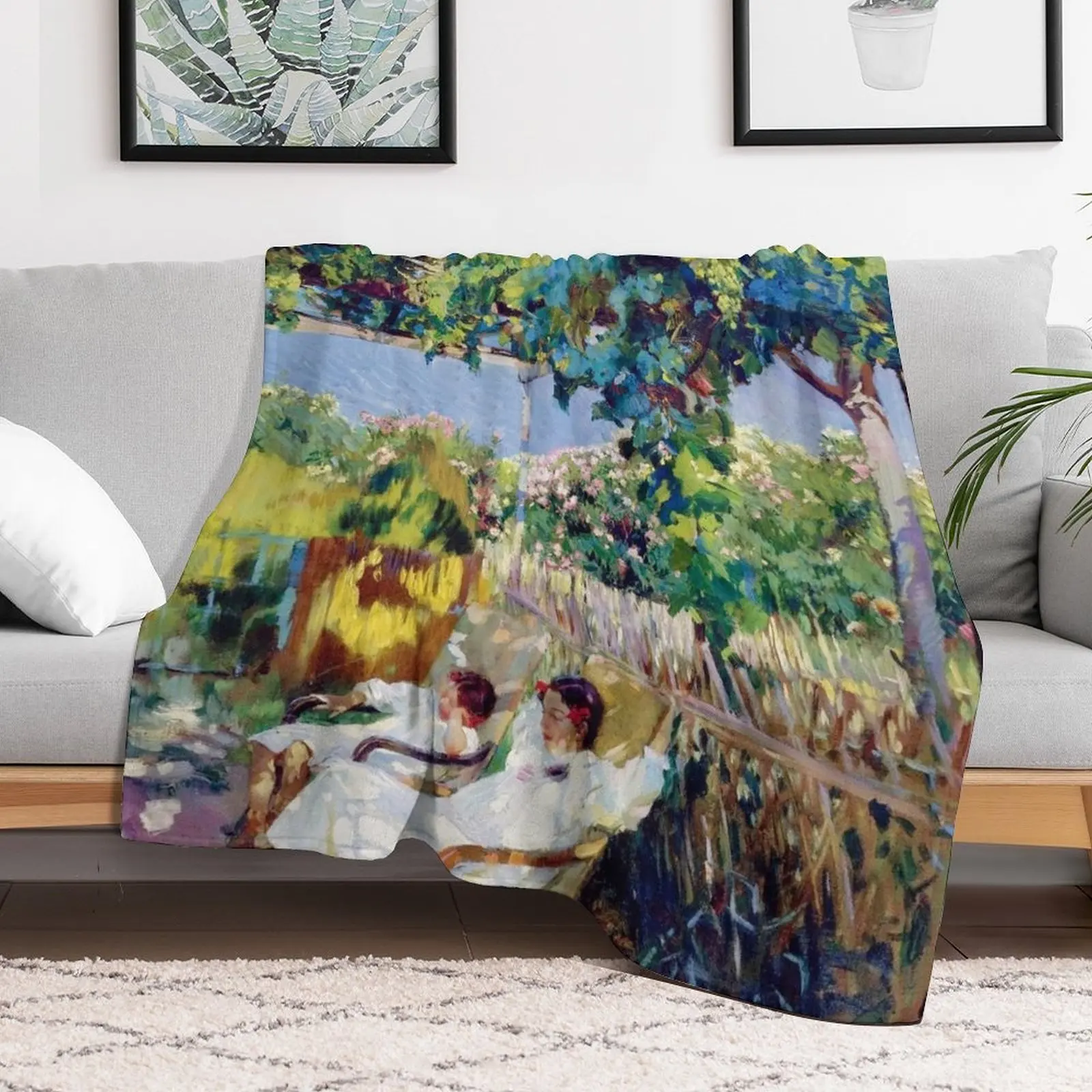 Joaquin Sorolla y Bastida - Nap in the Garden 1904 Throw Blanket Blankets For Bed Weighted Designers Personalized Gift Blankets