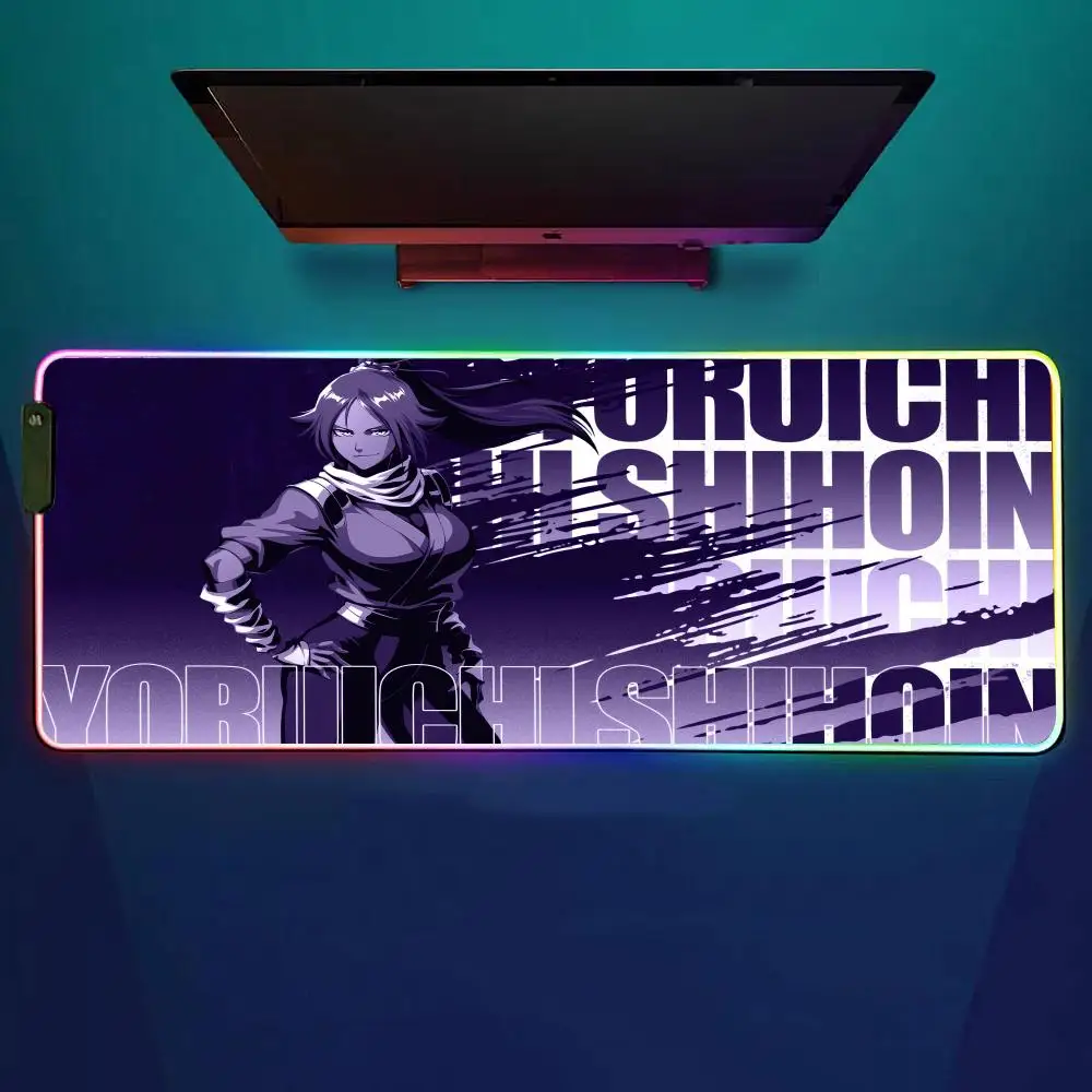 

Yoruichi Shihoin Bleach Коврик для мыши RGB Игровой коврик для мыши Настольный коврик HD Gamer Большой светодиодный светильник XXL Коврики для мыши