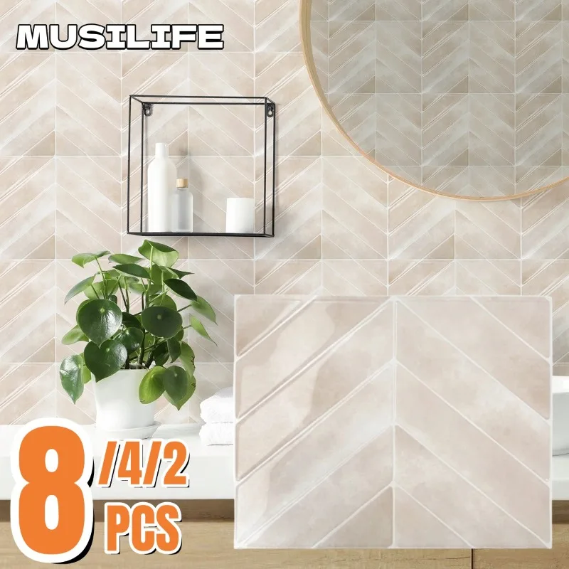 

3D Peel and Stick Wall Stickers Oil-proof Heat-resistant for Kitchen Living Room Decoration Self-adhesive Faux Tiles Wall Decal