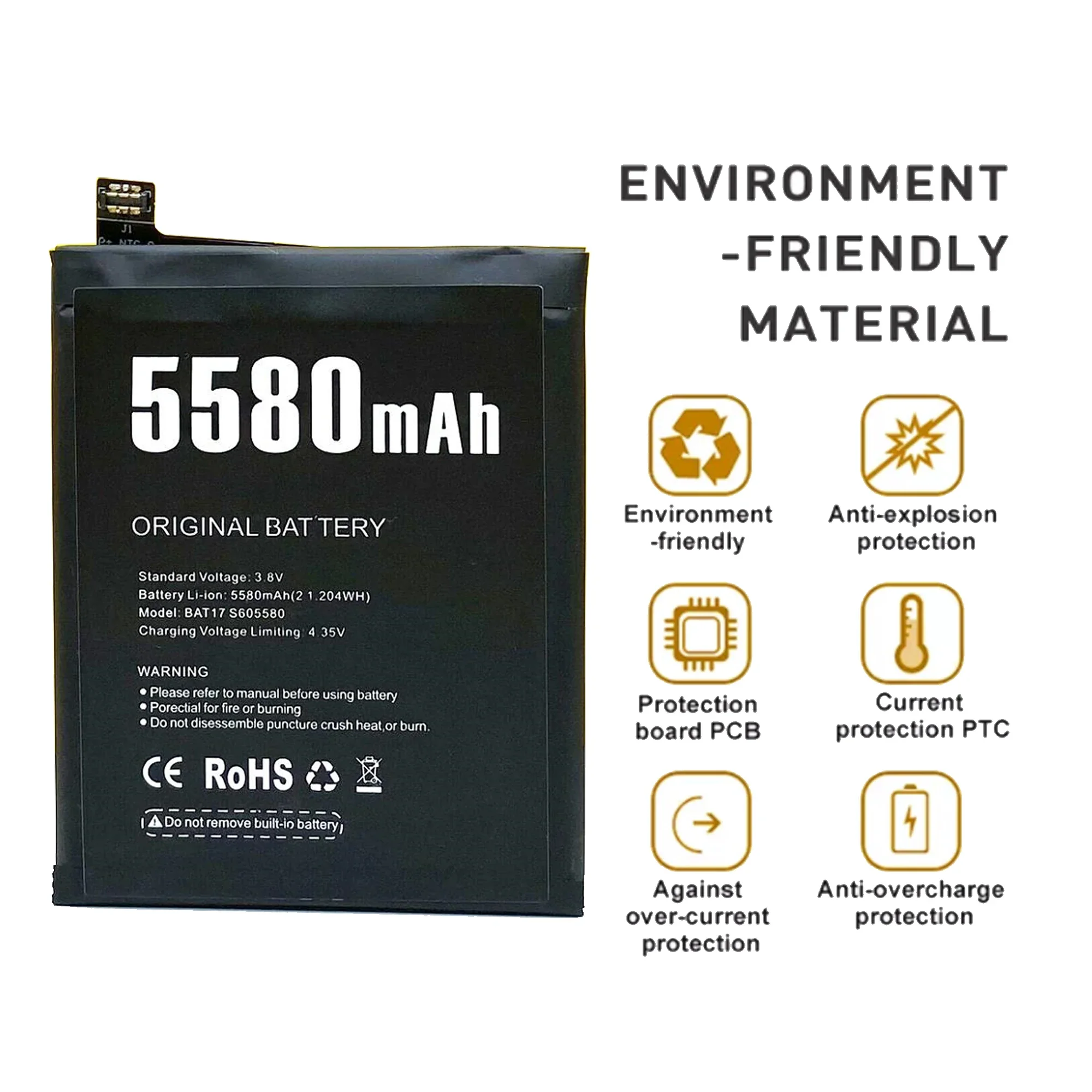 BAT17M15580 BAT173605580 Battery For DOOGEE S60 S60 LITE Repair Part high capacity Capacity Mobile Phone Batteries Bateria
