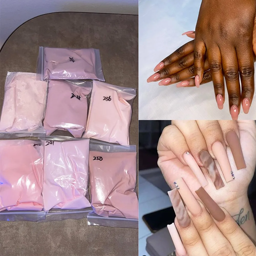 100 g/saco pó acrílico sólido branco claro rosa 3 cores acrílico nude prego mergulho em pó para extensão/mergulho/gravura pós de unhas