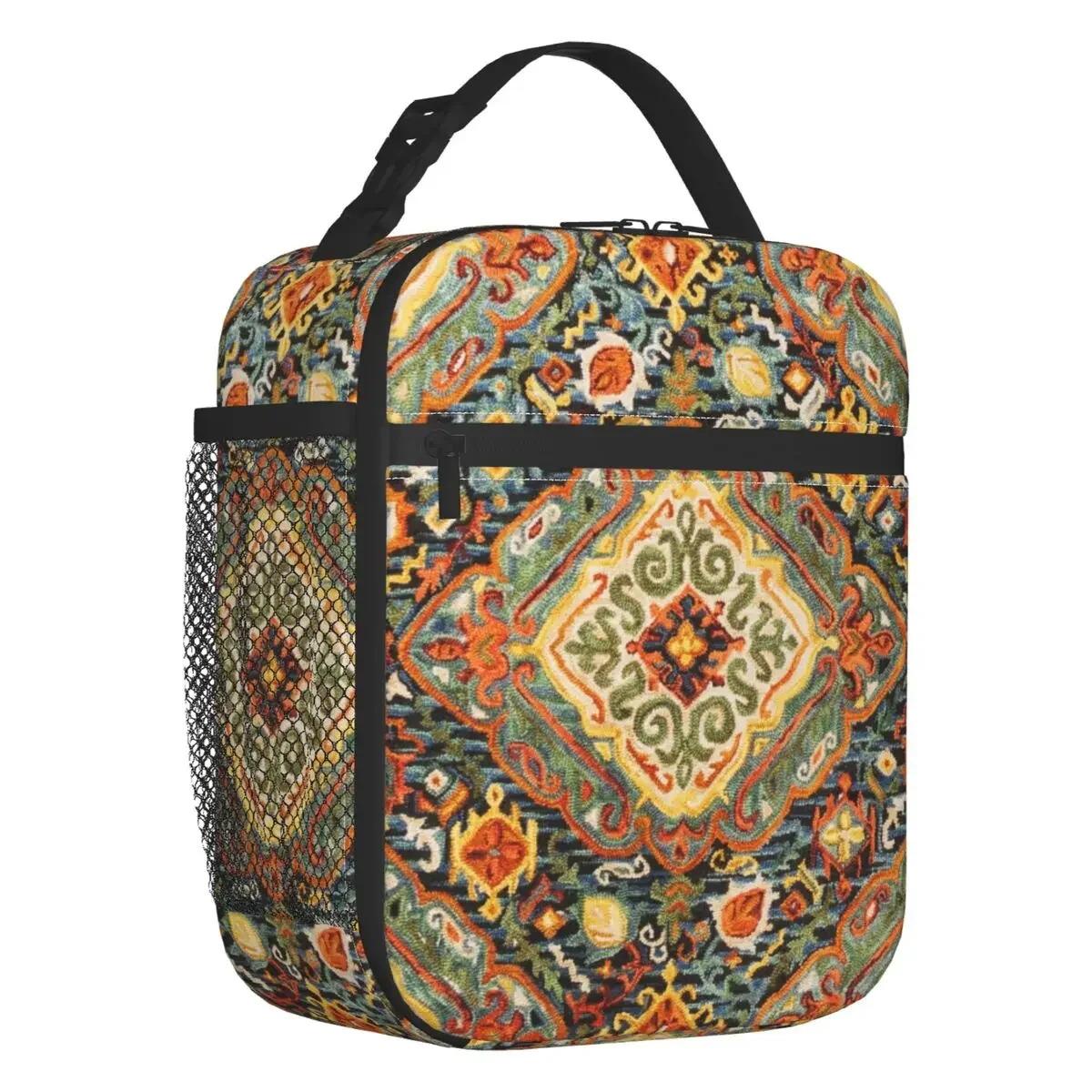 

Bohemian Floral Traditional Moroccan Style Thermal Insulated Lunch Bag Resuable Lunch Container for Outdoor Picnic Food Box