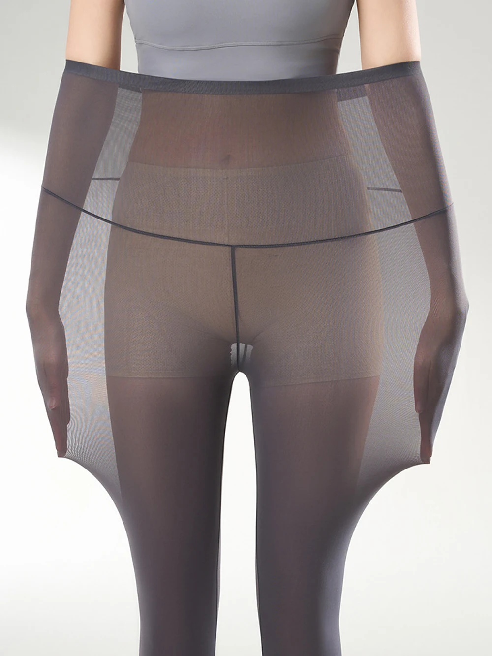 Ultra Thin Translucent Capri Leggings Seamless Shaping Tights Stretchy Sports Pants Sheer Skinny Trousers for Women