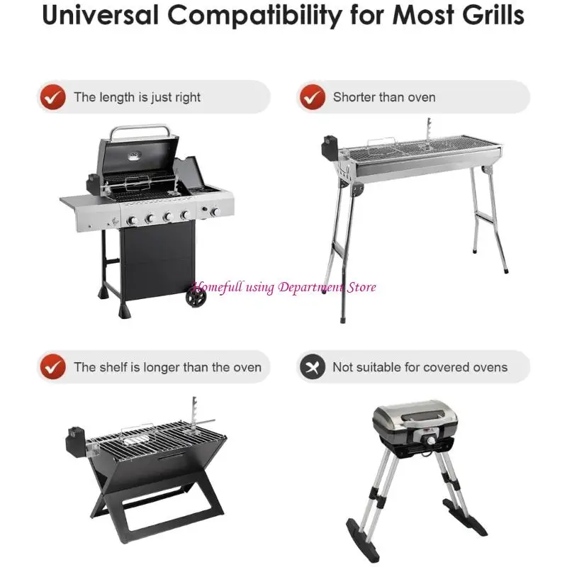 Rotisserie Barbecue Set Includes Rod and Forks Mounts for Easy Assembly and Use