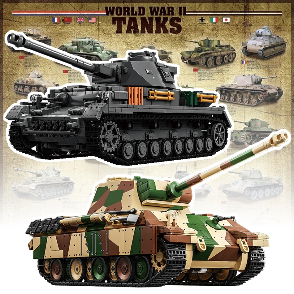 WW2 Military Series Army German Medium Tank Panther IV Ausf. F2 G Model Building Blocks Set with Figures Bricks Toys Kids Gifts