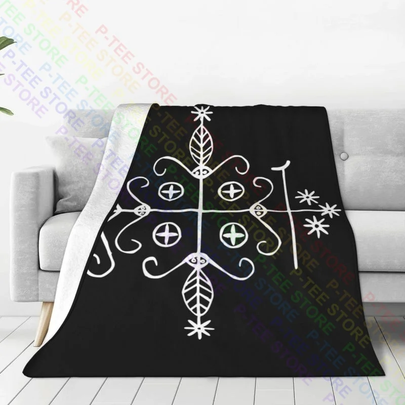 Papa Legba Voodoo Veve Occult Evil Satan Goat'S Head Blanket Textile Home Decor Bedding Travel