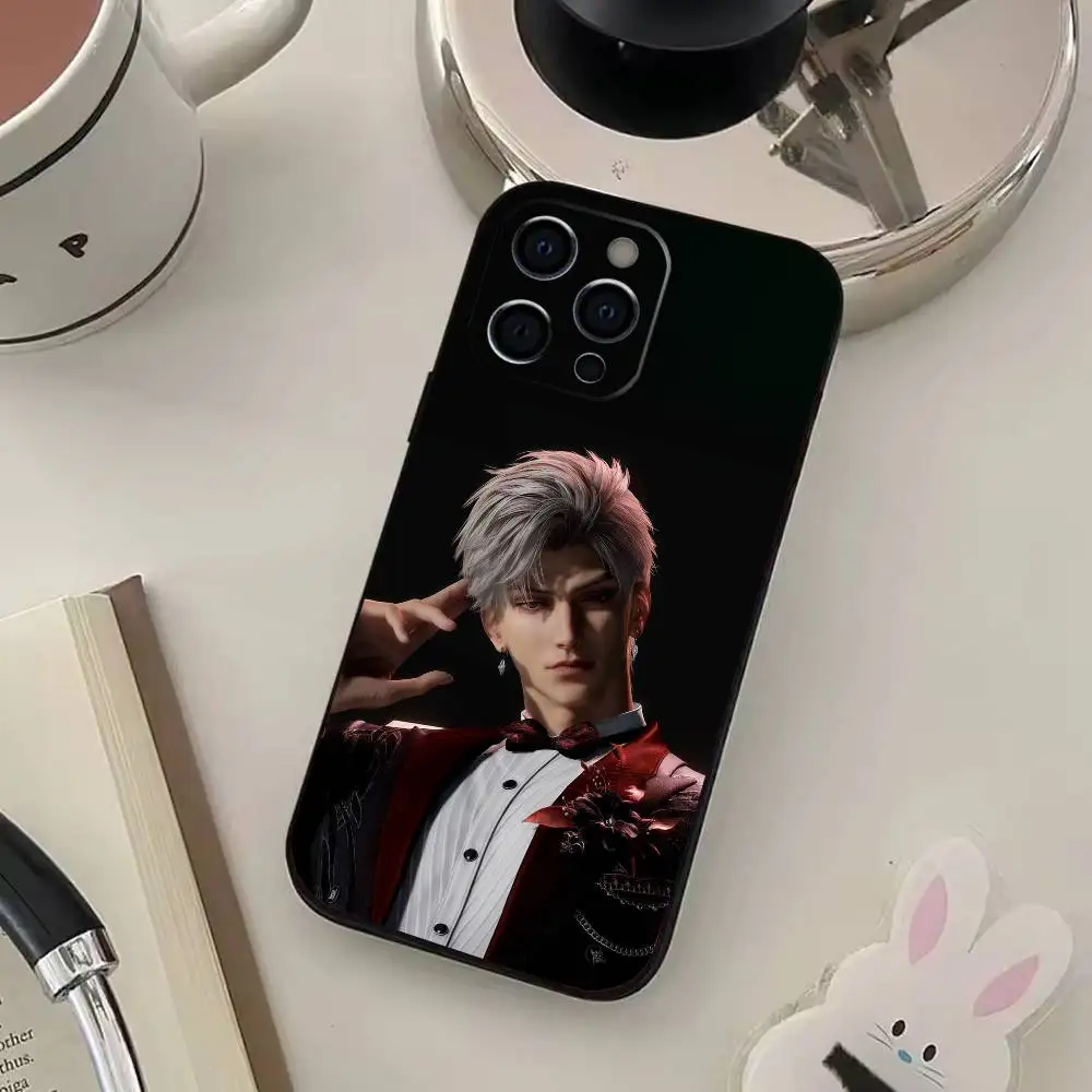 Custodia per telefono S-Sylus Love And D-Deep Space per iPhone 17,16,15,14,13,12,11 Plus,Pro Max,XS, cover morbida nera