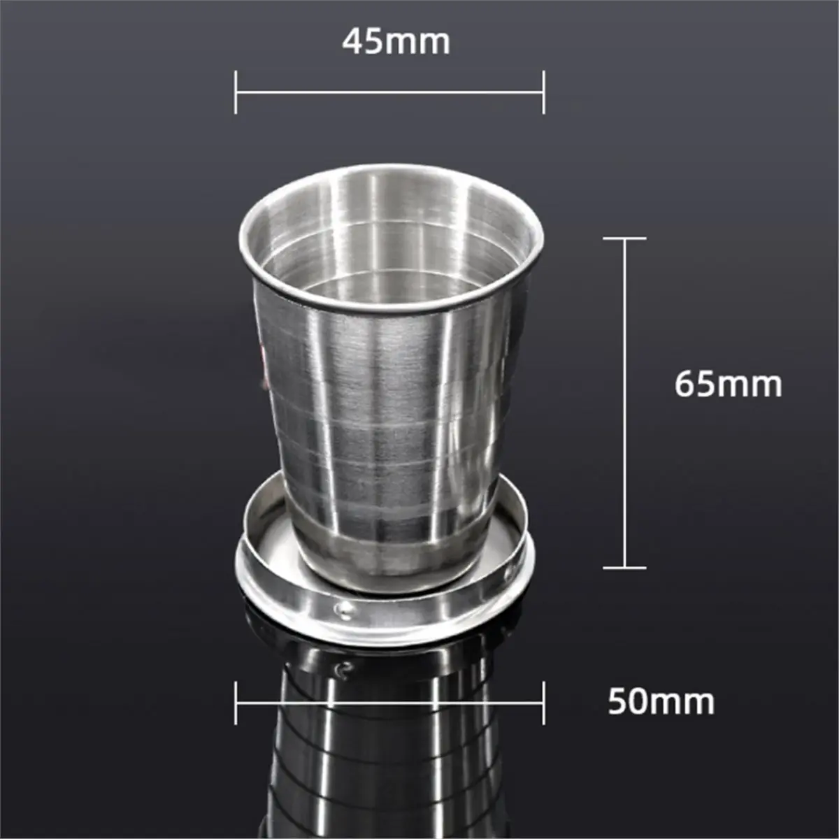 Tasse pliante en acier inoxydable, tasse métallique rétractable pliante, tasses à thé pliantes pour l'extérieur