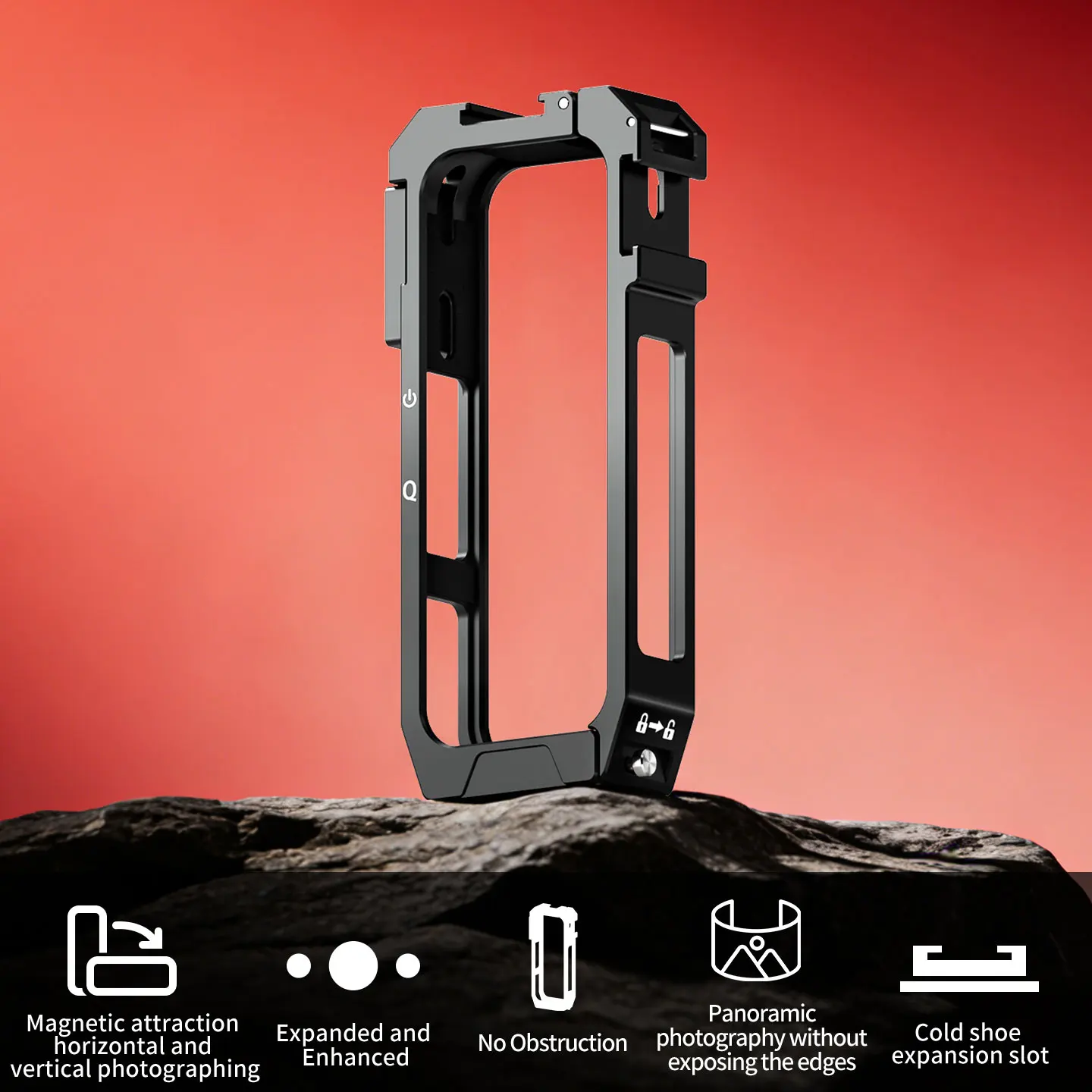 Metall-Kamerakäfig für Insta360 X4 Air Panorama mit magnetischem Schnellverschluss, Dual Cold Shoe Mount und Batteriewechsel ohne Entfernung – Detail 19