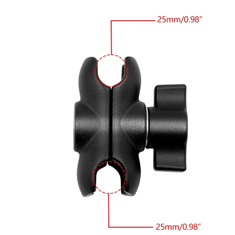 25mm Ballhead Double for Head Clamp Kit Motorcycle Double C for Head Clip Action Camera Bracket L41E