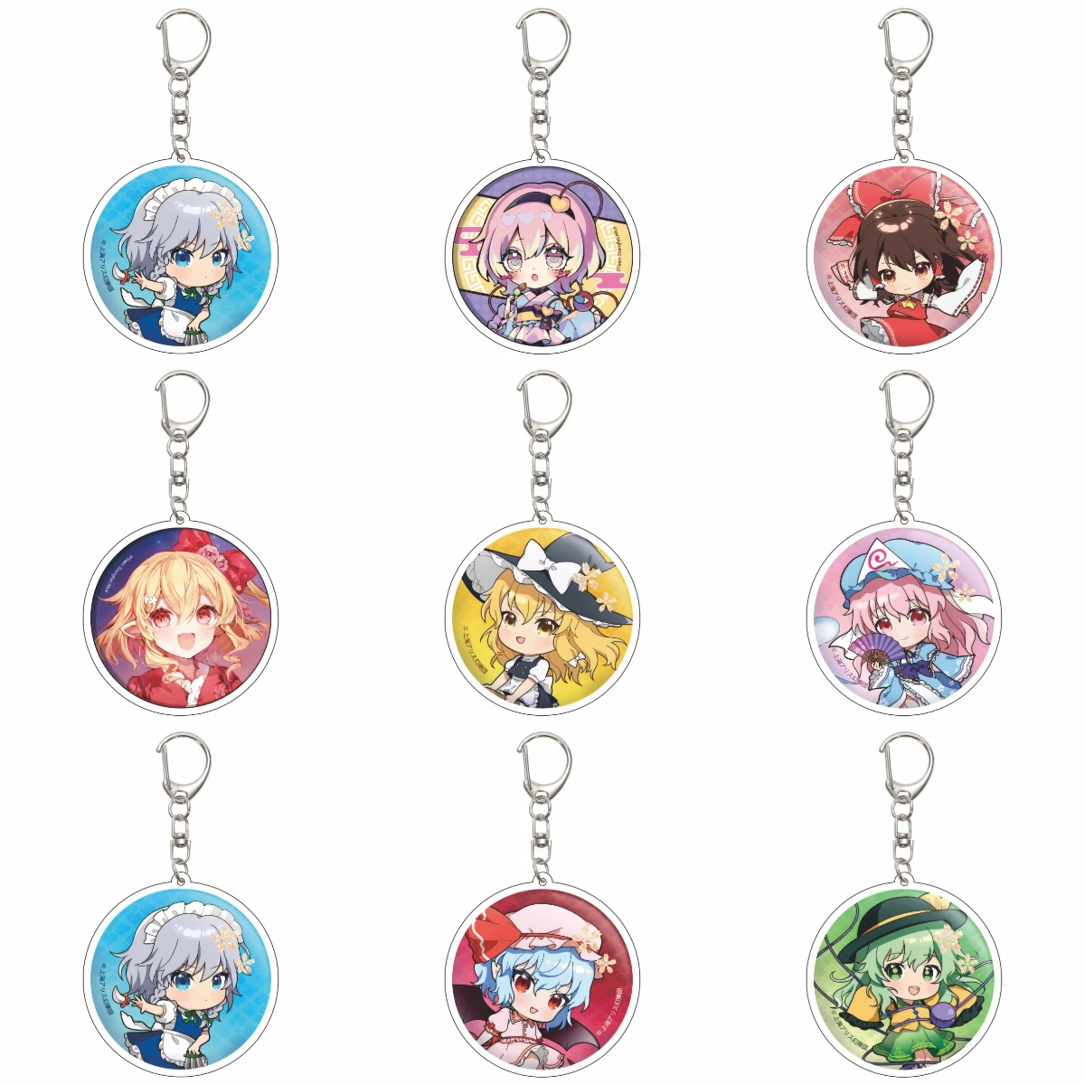 55MM Anime Touhou Project Keychain Saigyouji Yuyuko/Kirisame Marisa  Key Chain Acrylic Model Plate Christmas Gifts