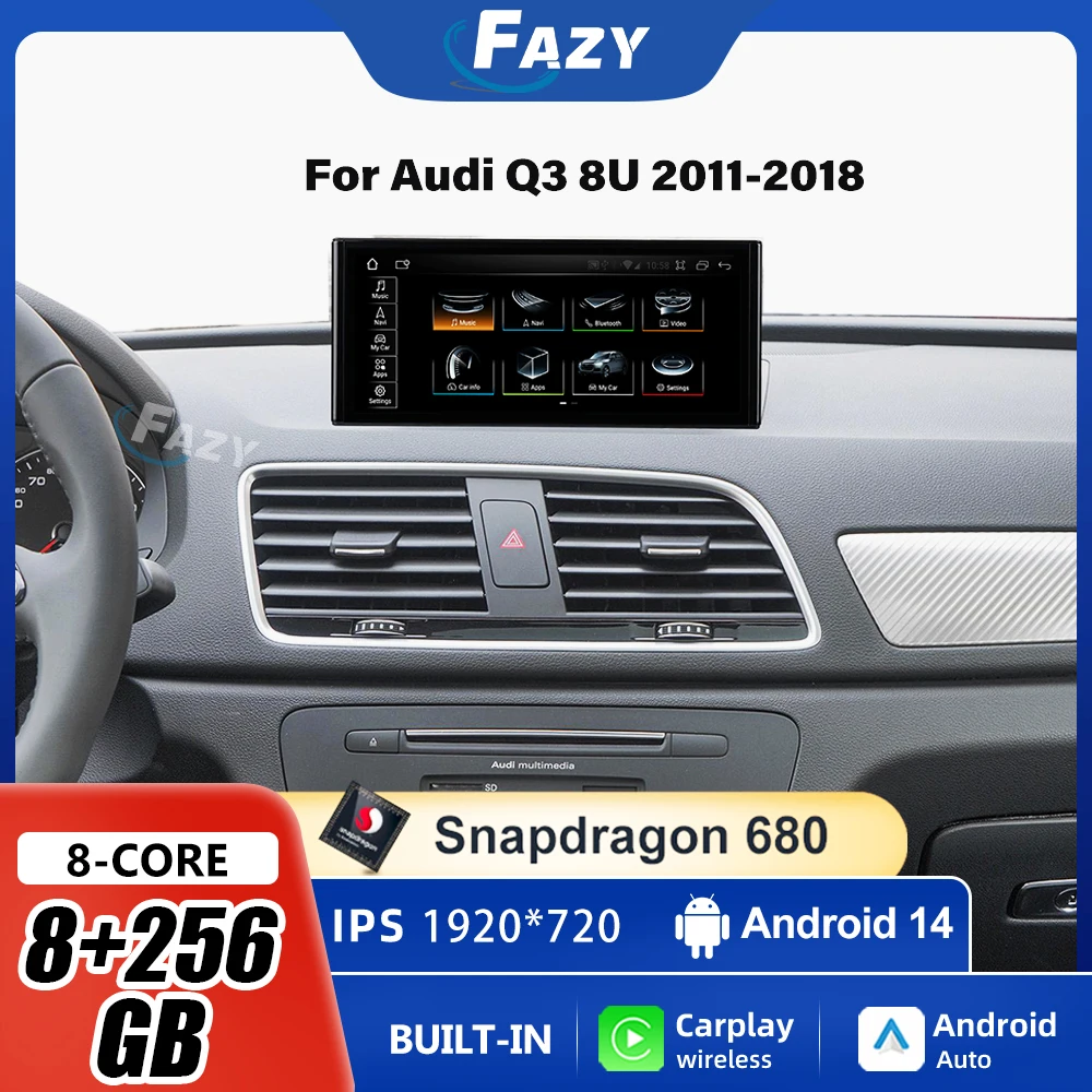 

Автомобильный мультимедийный плеер Android 14 для Audi Q3 2011-2018 GPS CarPlay 8 + 256 ГБ Радио IPS Сенсорный экран Navi DSP 4G Головное устройство WIFI
