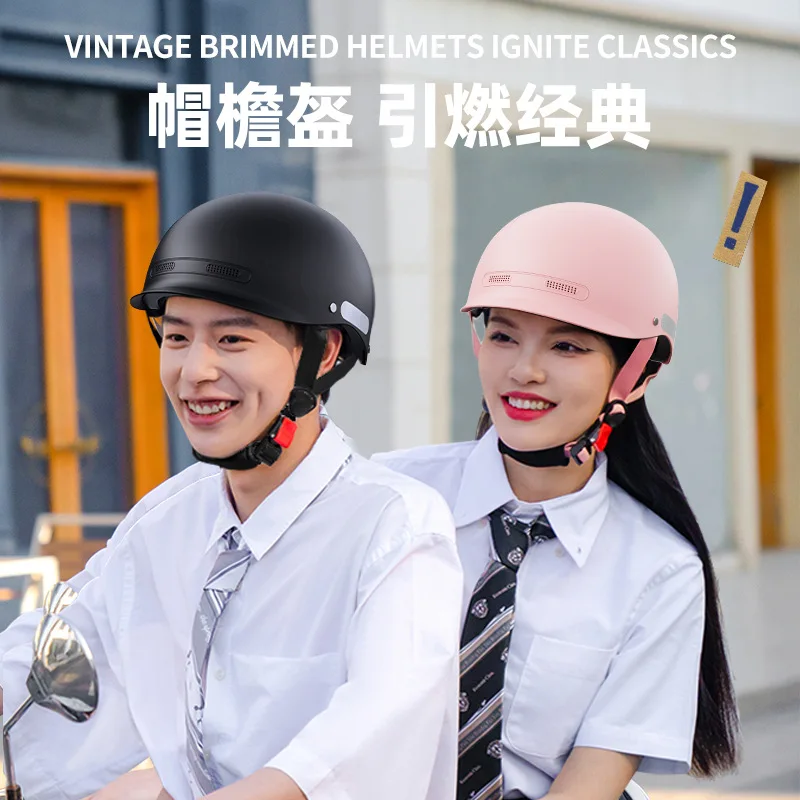 2025 Men Women Electric Motorcycle Half Helmet Korean Battery Car Four Seasons Helmet Equipments Parts Moto Accesorios Capacete