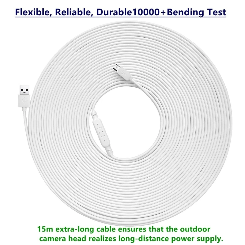 سلك شحن USB قوي إلى Micro USB لكابل إمداد الطاقة لكاميرا CCTV قوي وسهل الاستخدام فقط للشحن 448F