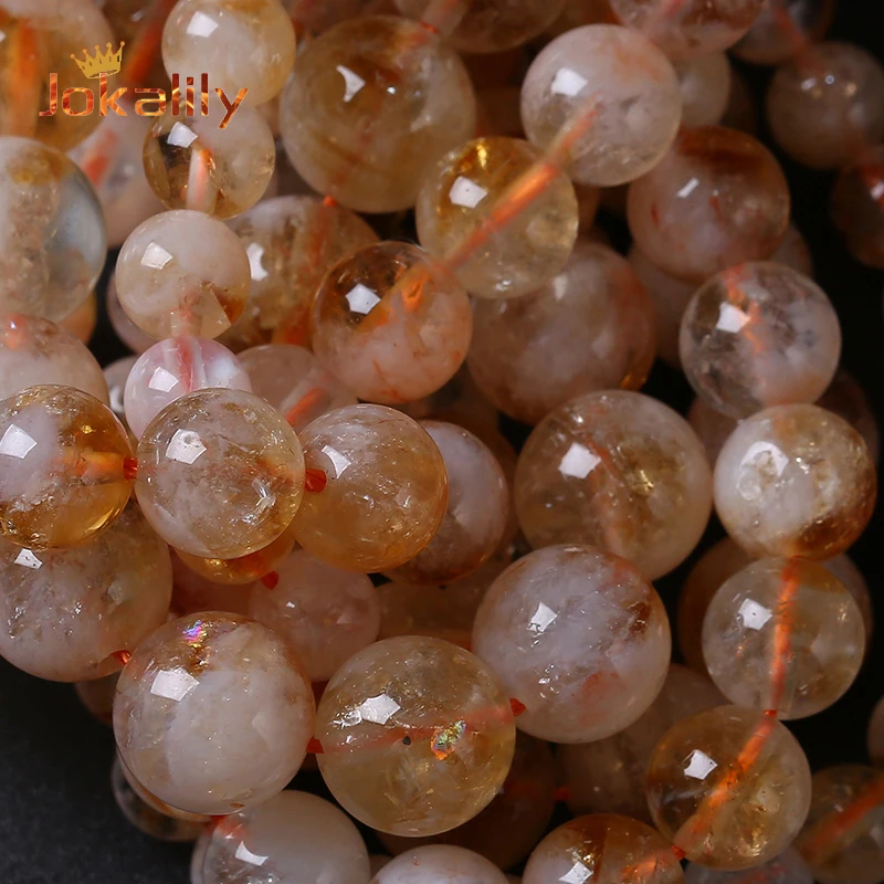 Semi-precious Natural Citrine Crystal Stone Beads Yellow Quartz For Jewelry Making Loose Beads DIY Bracelets Necklace 6-10mm 15