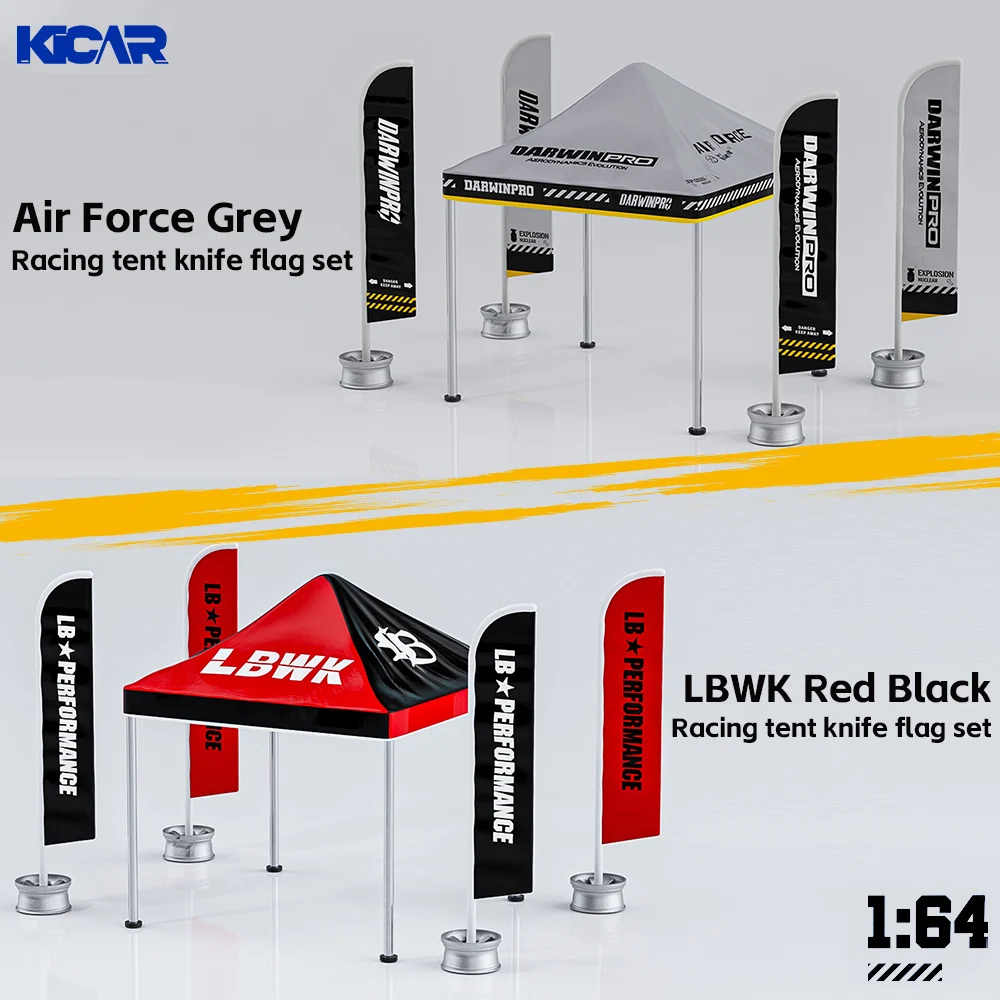 Kicarmod 1:64 DARWINPRO Battle Grey Zelt + LBWK Schwarz-Rote Zeltflagge 5-teiliges Set – Miniatur-Szenen-Diorama Ausstellungsmodell – Detail 1