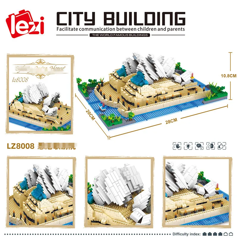 2552pcs Mini Blocks Architecture World Landmark mattoni da costruzione in plastica fai da te Sydney Opera House giocattolo per bambini regali per bambini 8008