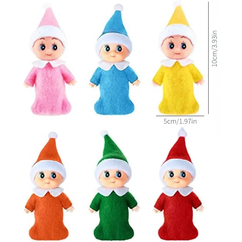 Little Christmas Elves Colorful Elf Doll Twins Baby Doll Elf for Xmas New Year Advent Calendars and Christmas Stocking Stuffers