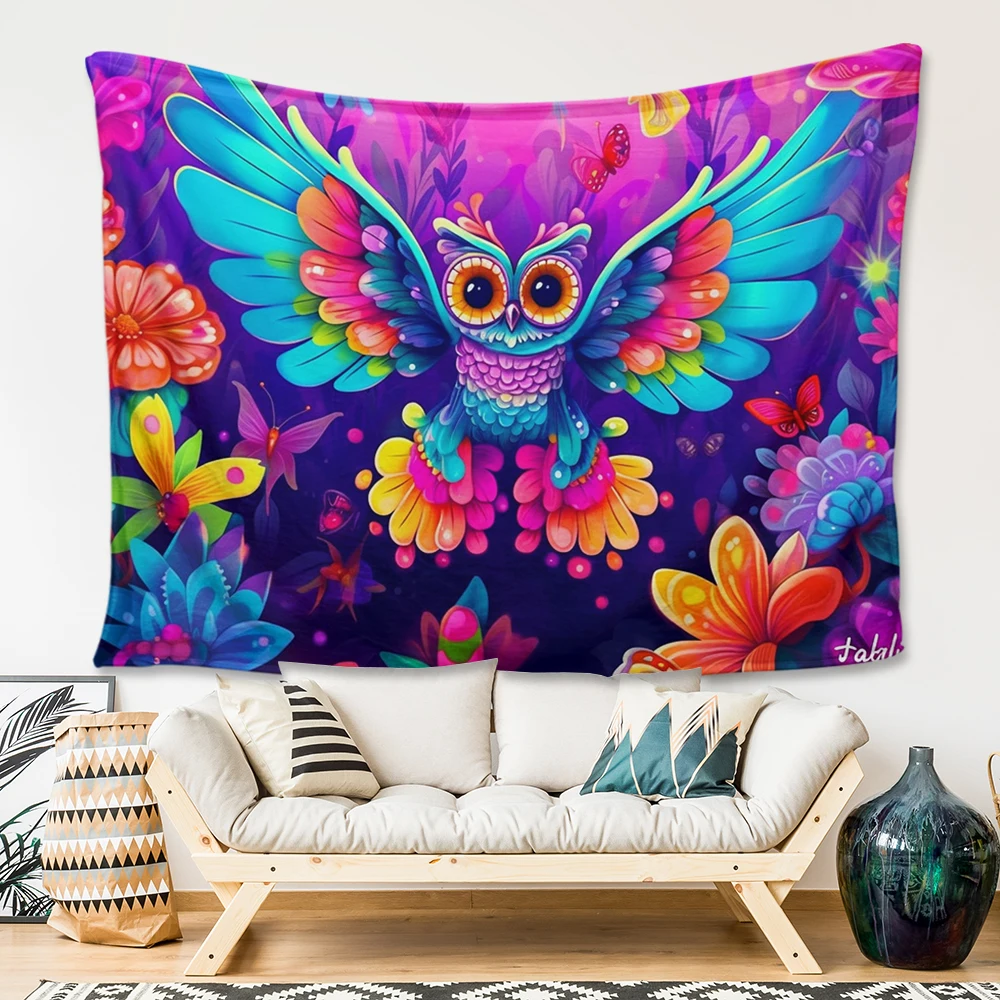 cartoon blanket, Cute soft plush owl linen 3D blanket living room blanket, bedroom bed sofa picnic blanket