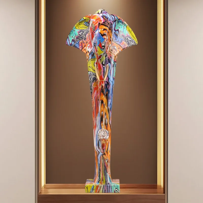Abstract Colored Dog Mascot Decoration,Resin Sculpture Living Room TV Cabinet,Foyer,Slender Artistic Horse Statue Decorations