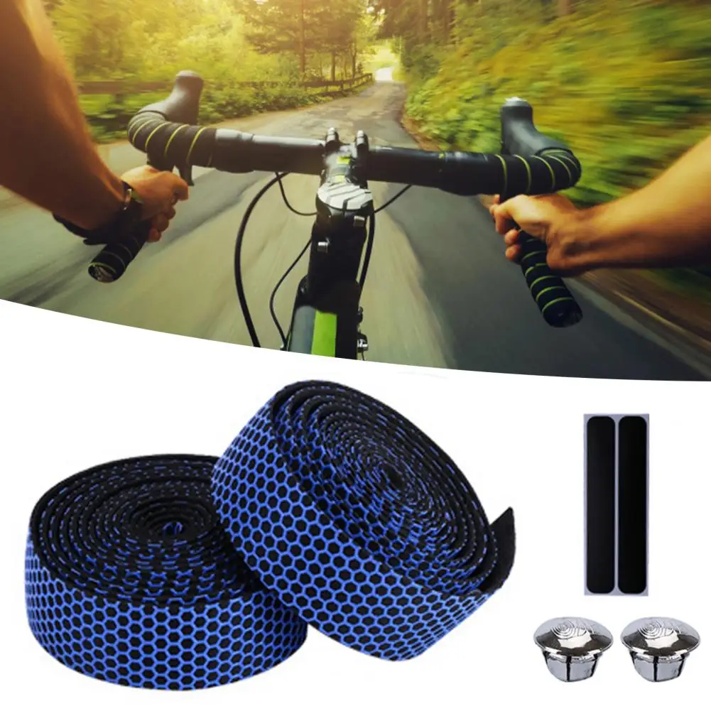 Breathable Bike Grip Tape Honeycomb Anti-slip Bicycle Handlebar Tape Set for Mountain Bike Lightweight Eva Foam Wrap with Shock